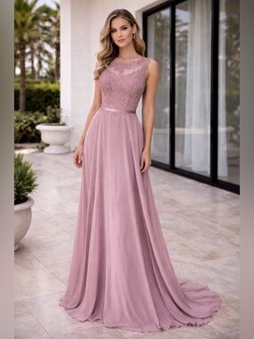 Cindy Collection USA Floral Lace Chiffon Formal Dress size Medium
